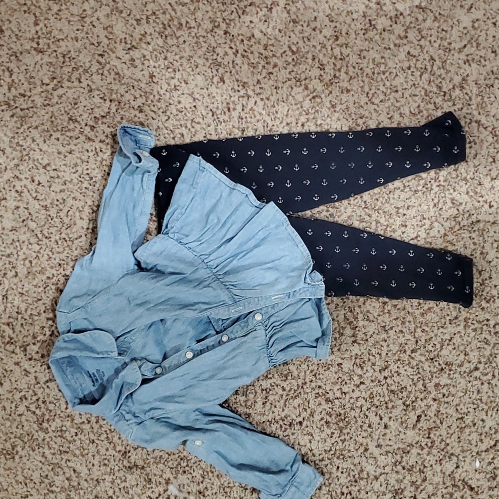 18M Ralph Lauren outfit - denim top with anchor print pants